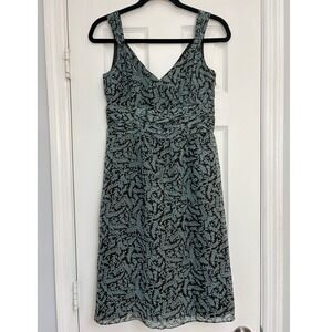 Ann Taylor Petites 4P 100% Silk‎ Leaf Print Sleeveless Dress